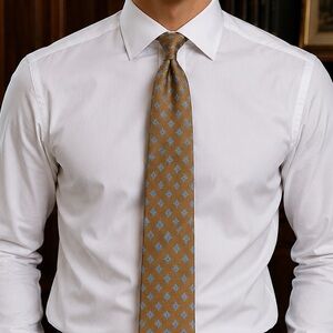 Kiton Textured Silk Medallion Tie Rendered in Soft Tobacco